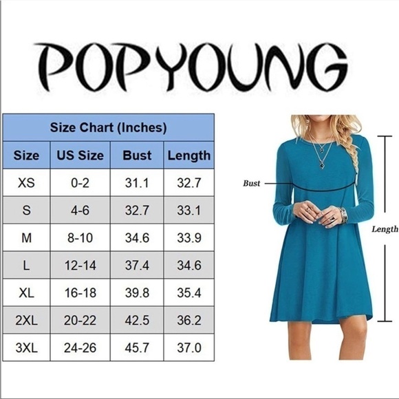 POPYOUNG Lot of 2 Swing Dress T Shirt Style Long Sleeve Stretchy Dots Size 3XL - Picture 15 of 16